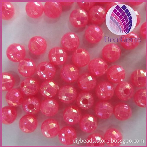 wholesale pink 6mm Bulk chunky acrylic faceted AB earth ball beads